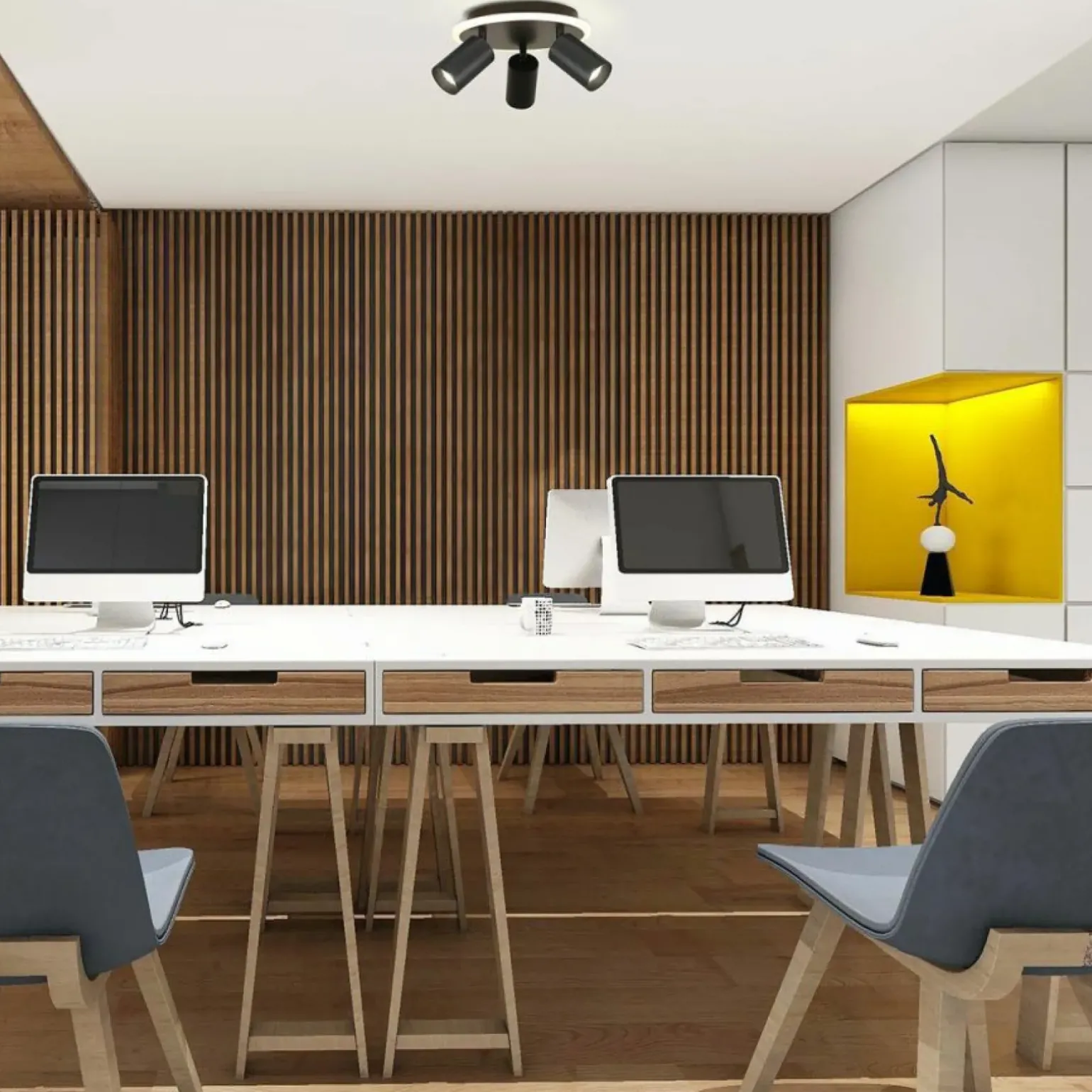 Sklep Kaja Plafon z ledem i trzema reflektorami LP-0612/3C ROUND BK PARMA | Kaja