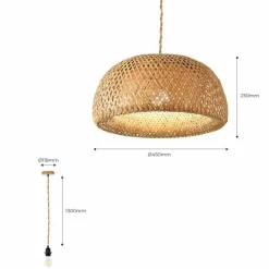 Store Pleciona, naturalna lampa wisząca ABR-NLW36-BH-E27 BOHO | Kaja Żyrandole Nowoczesne