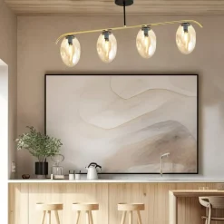 New Poczwórna lampa sufitowa z miodowymi kloszami 1281/4 z serii FINES Żyrandole Nowoczesne