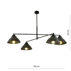 Store Poczwórna lampa wisząca z metalowymi kloszami 1211/4 z serii MAVERICK Żyrandole Nowoczesne