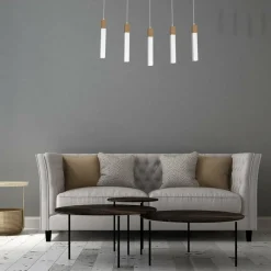 Hot Podłużna lampa wisząca, pięć źródeł światła MLP7477 z serii SOLO SAWN | Kaja Ośw Żyrandole Nowoczesne