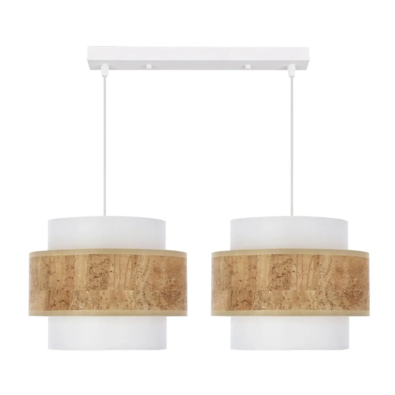 New Podwójna, biała lampa wisząca, z abażurami 32-18120 z serii CORK Żyrandole Nowoczesne