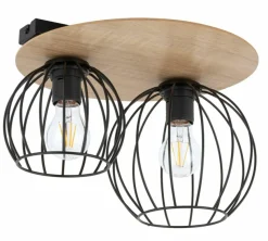 Best Sale Podwójna, druciana lampa sufitowa z drewnem SIG 32355 - CYBER KOŁO Żyrandole Nowoczesne