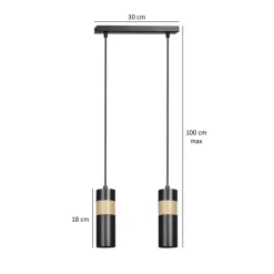 Fashion Podwójna lampa wisząca na listwie w czarnym kolorze 732/2 serii AKA Żyrandole Nowoczesne