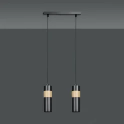 Fashion Podwójna lampa wisząca na listwie w czarnym kolorze 732/2 serii AKA Żyrandole Nowoczesne