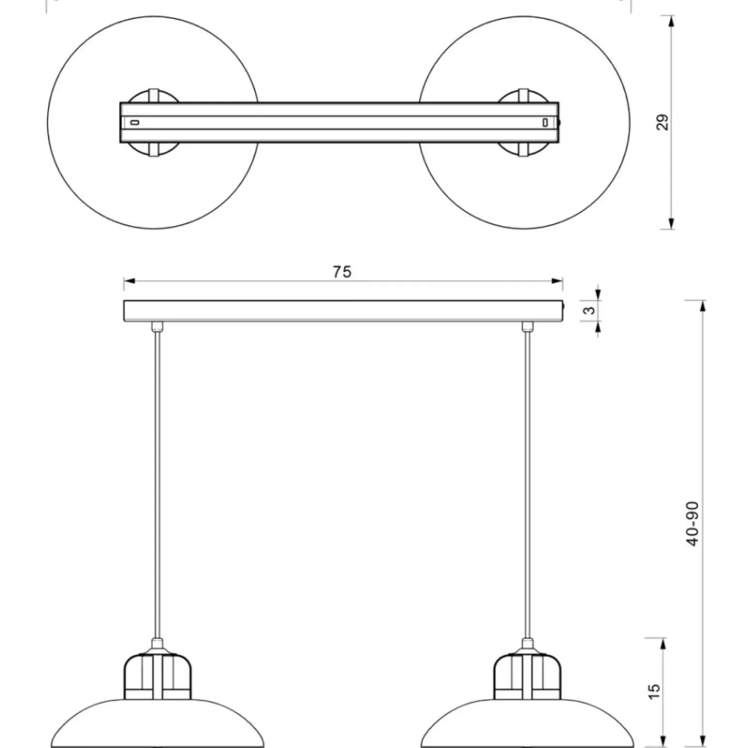 Outlet Podwójna lampa wisząca na listwie, duży gwint MLP7705 z serii FELIX | Kaja Oświe Żyrandole Nowoczesne