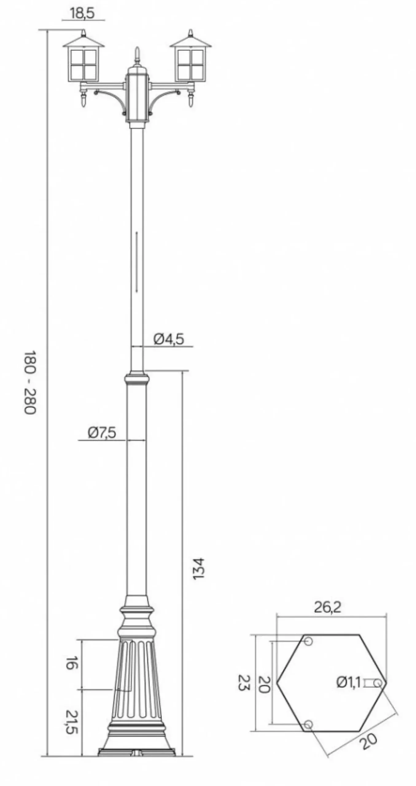 Sklep Kaja Podwójna lampa zewnętrzna, do parków OGMWN 2 KW z serii WENECJA | Kaja Oświetlen