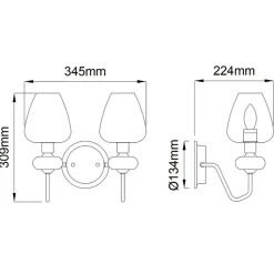 Sklep Kaja Podwójny kinkiet z ozdobnymi kloszami DL-ARMAND2-AB z serii ARMAND