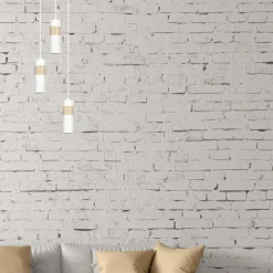 Outlet Pojedyncza biała lampa wisząca z drewnem 733/1 z serii AKA Żyrandole Nowoczesne