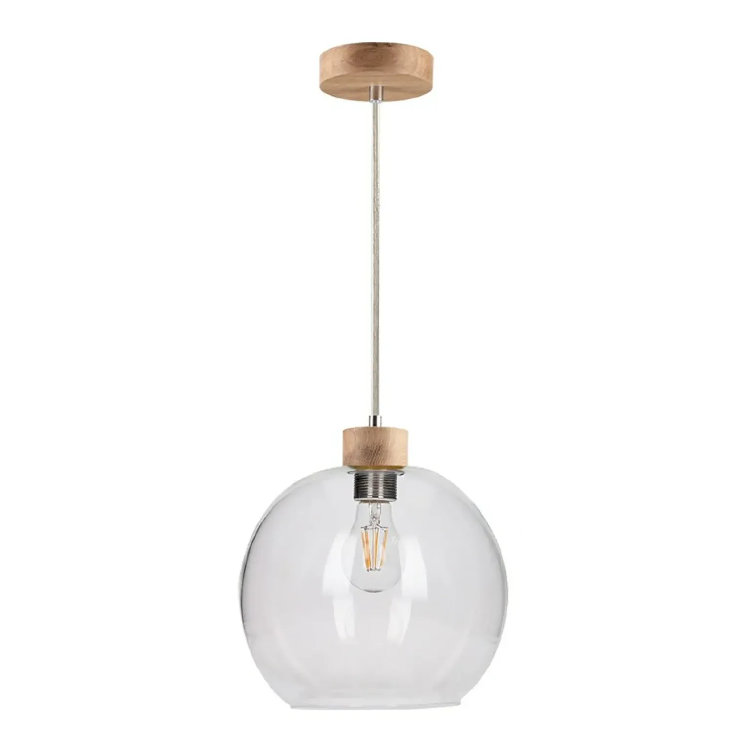 Hot Pojedyncza, drewniana lampa wisząca z kloszem 13560174 SVEA | Kaja Żyrandole Nowoczesne