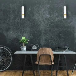 Best Pojedyncza lampa wisząca w kolorze bieli i złota MLP6275 z serii VIDAR | Kaja Oś Żyrandole Nowoczesne