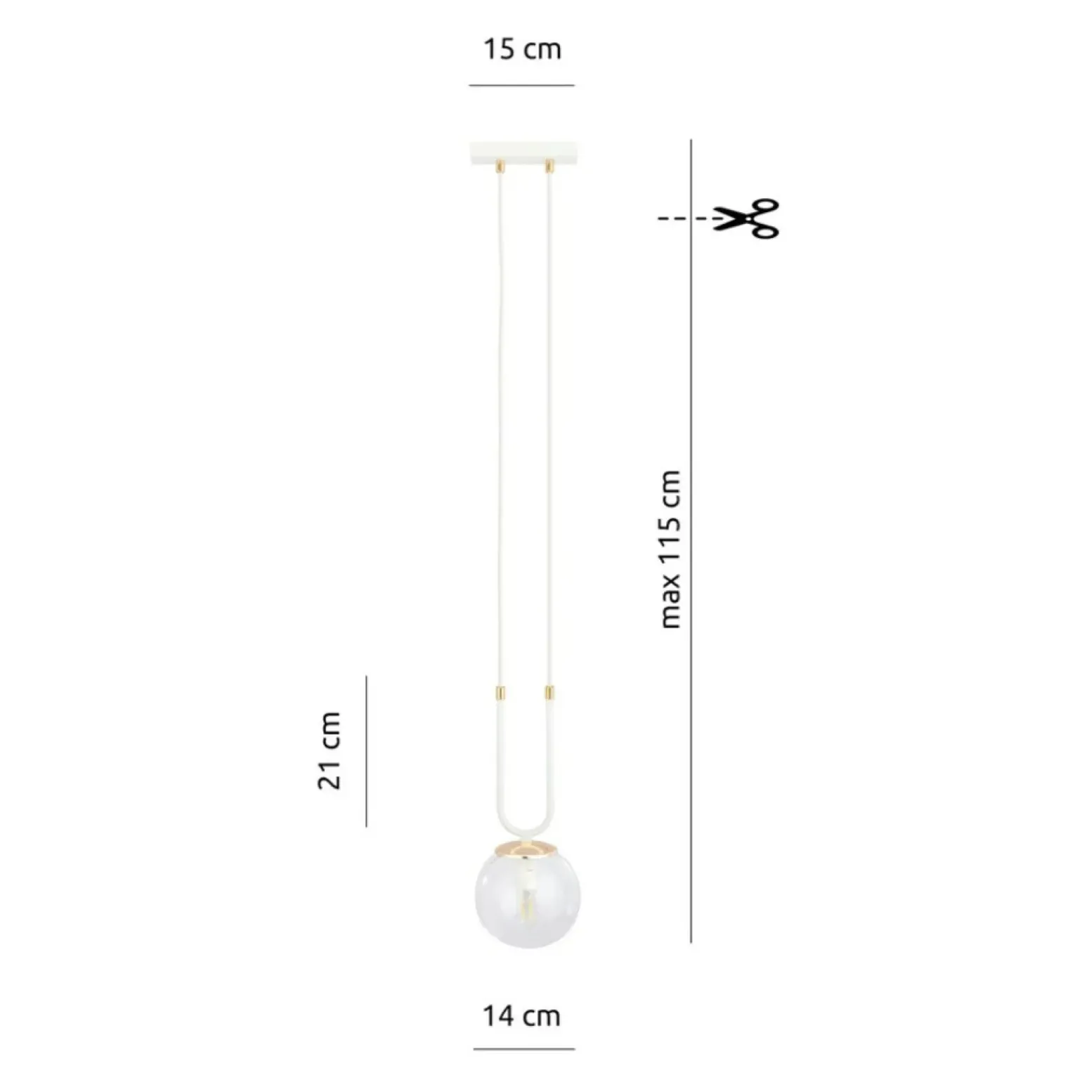 Outlet Pojedyncza lampa wisząca z okrągłym kloszem 1116/1 GLAM | Kaja Żyrandole Nowoczesne