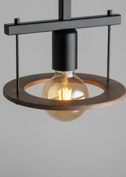 Best Sale Pojedyncza oprawa sufitowa z drewnianą obręczą SIG 32486 COFFEE Żyrandole Nowoczesne