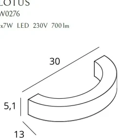 Sklep Kaja Półokrągła, ledowa, złota lampa ścienna MX W0276 LOTUS | Kaja