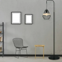 Sklep Kaja Ponadczasowa lampa podłogowa, druciany klosz MLP5528 z serii CLIFF | Kaja Oświet