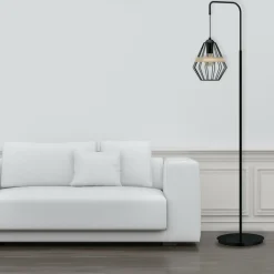 Sklep Kaja Ponadczasowa lampa podłogowa, druciany klosz MLP5528 z serii CLIFF | Kaja Oświet