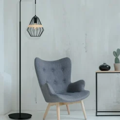 Sklep Kaja Ponadczasowa lampa podłogowa, druciany klosz MLP5528 z serii CLIFF | Kaja Oświet