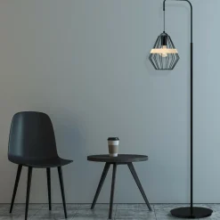 Sklep Kaja Ponadczasowa lampa podłogowa, druciany klosz MLP5528 z serii CLIFF | Kaja Oświet