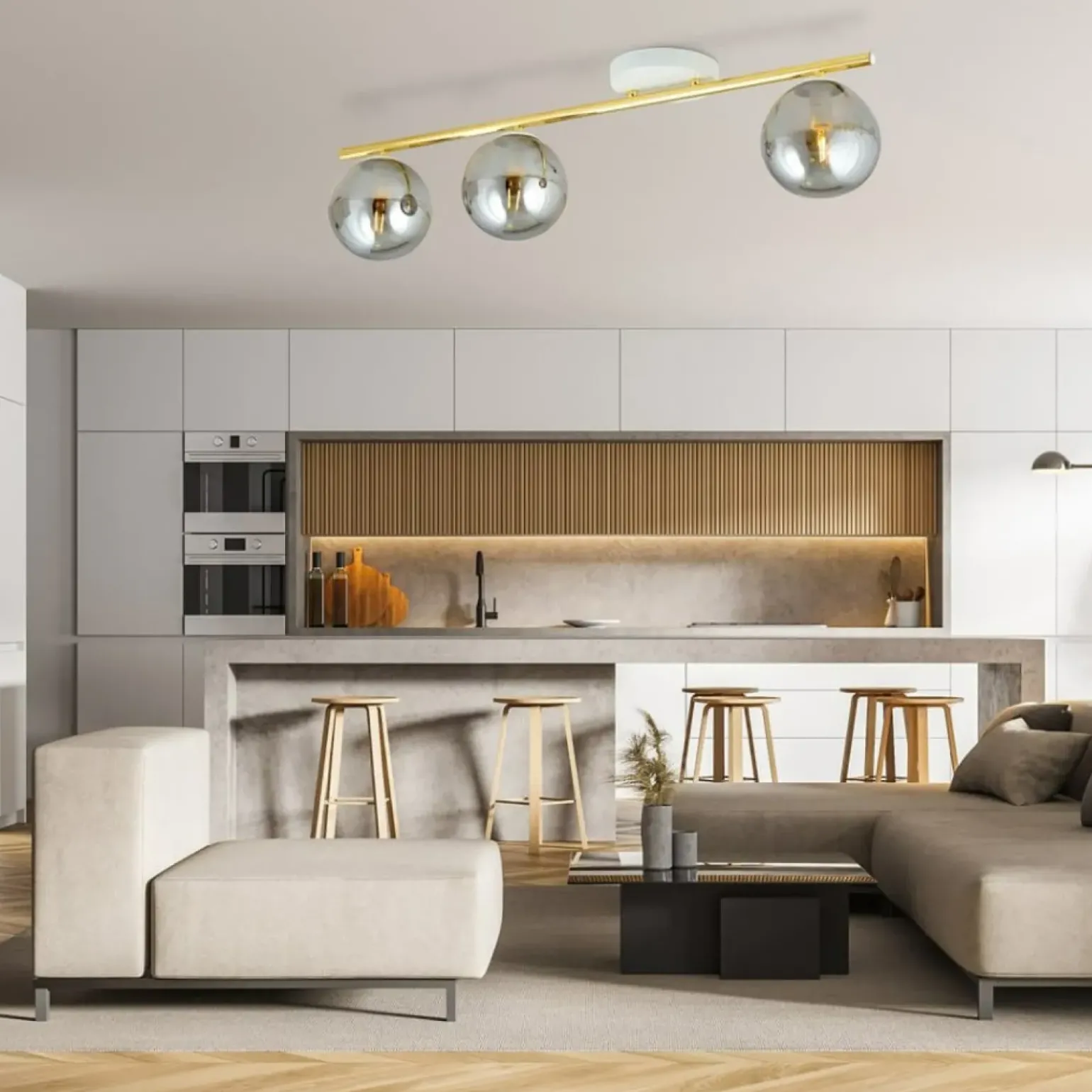 Cheap Ponadczasowa listwa sufitowa z ciemnymi kulami 1251/3 z serii MONZA Żyrandole Nowoczesne