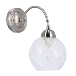 Sklep Kaja Ponadczasowa, srebrna lampa ścienna z kloszem 21-16317 BAIDA | Kaja