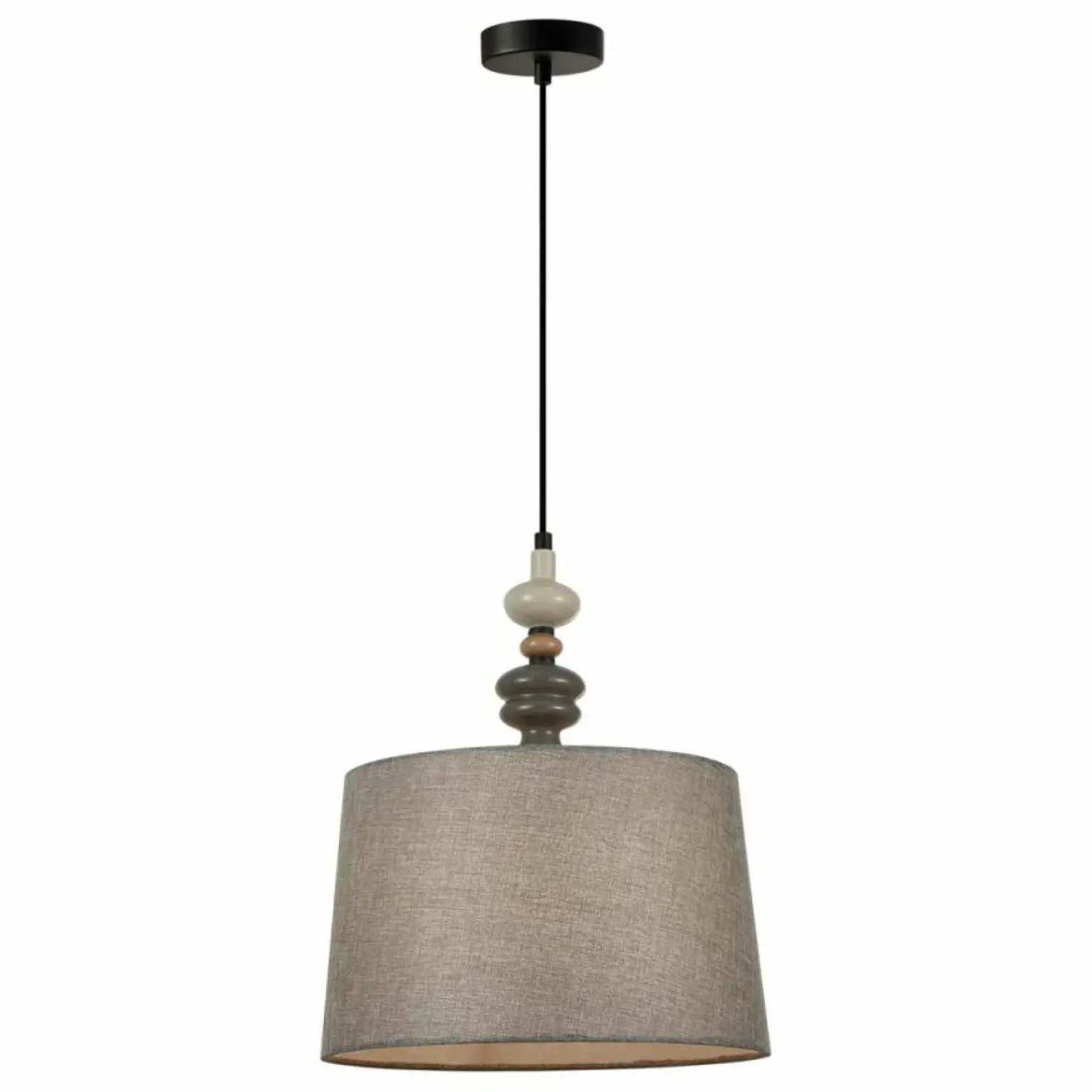 Best Ponadczasowy żyrandol z szarym abażurem PND-22374B-BK NEROM | Kaja Żyrandole Nowoczesne