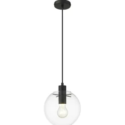 Clearance Ponadczasowy zwis z kloszem ⌀20cm LP-004/1P S BK PUERTO | Kaja Żyrandole Nowoczesne