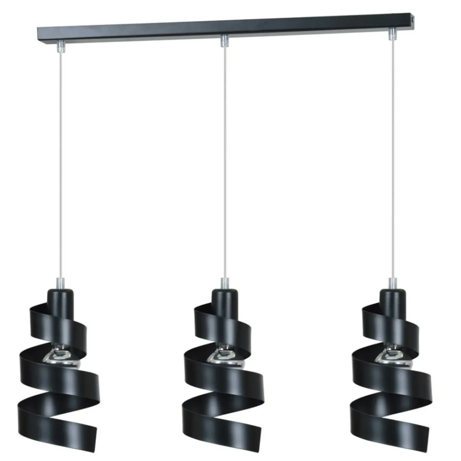 Store Potrójna, czarna lampa wisząca, zawijasy 352/3 SAGA | Kaja Oświetlenie Żyrandole Nowoczesne