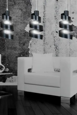 Store Potrójna, czarna lampa wisząca, zawijasy 352/3 SAGA | Kaja Oświetlenie Żyrandole Nowoczesne