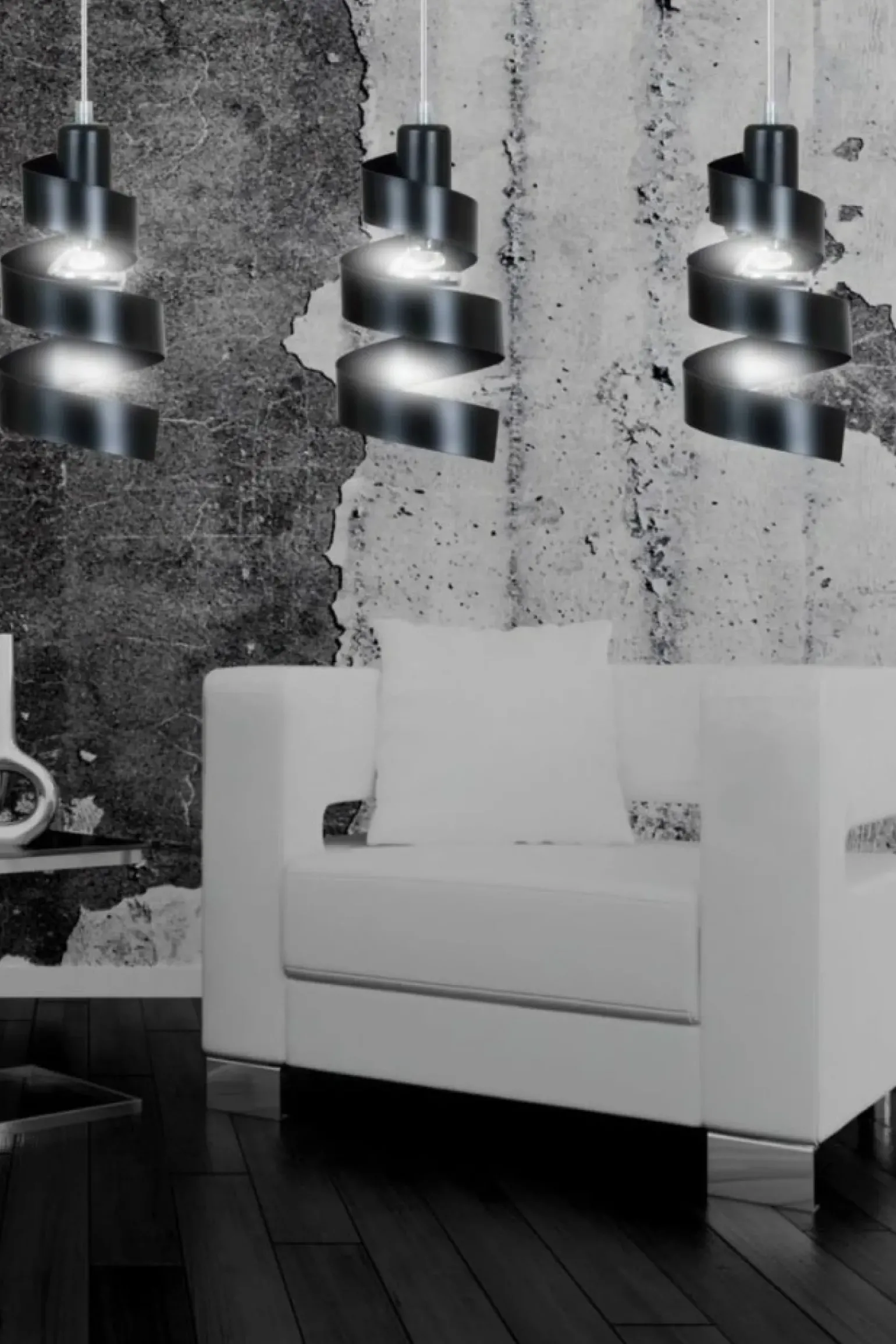 Store Potrójna, czarna lampa wisząca, zawijasy 352/3 SAGA | Kaja Oświetlenie Żyrandole Nowoczesne