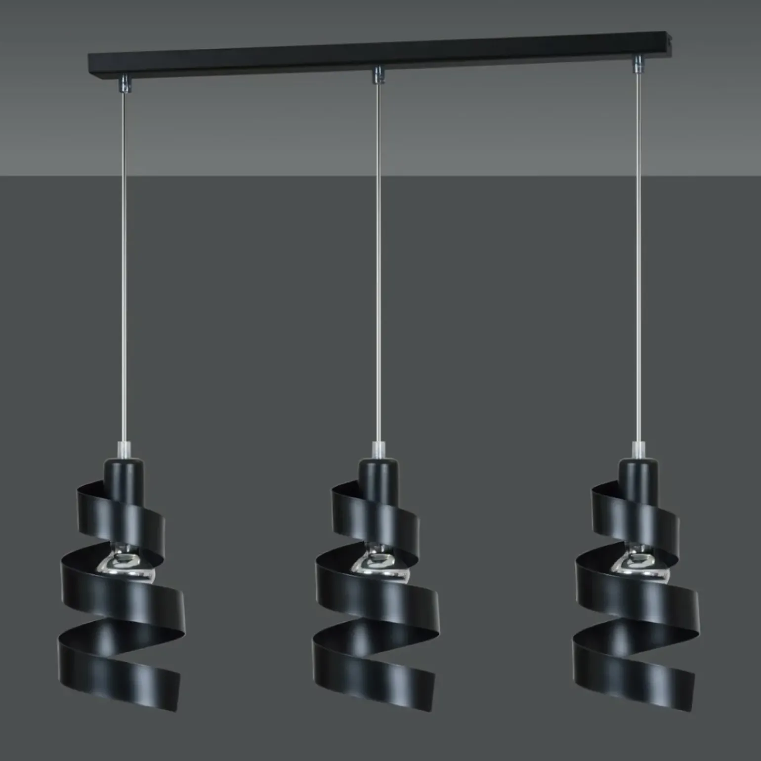 Store Potrójna, czarna lampa wisząca, zawijasy 352/3 SAGA | Kaja Oświetlenie Żyrandole Nowoczesne