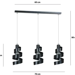 Store Potrójna, czarna lampa wisząca, zawijasy 352/3 SAGA | Kaja Oświetlenie Żyrandole Nowoczesne