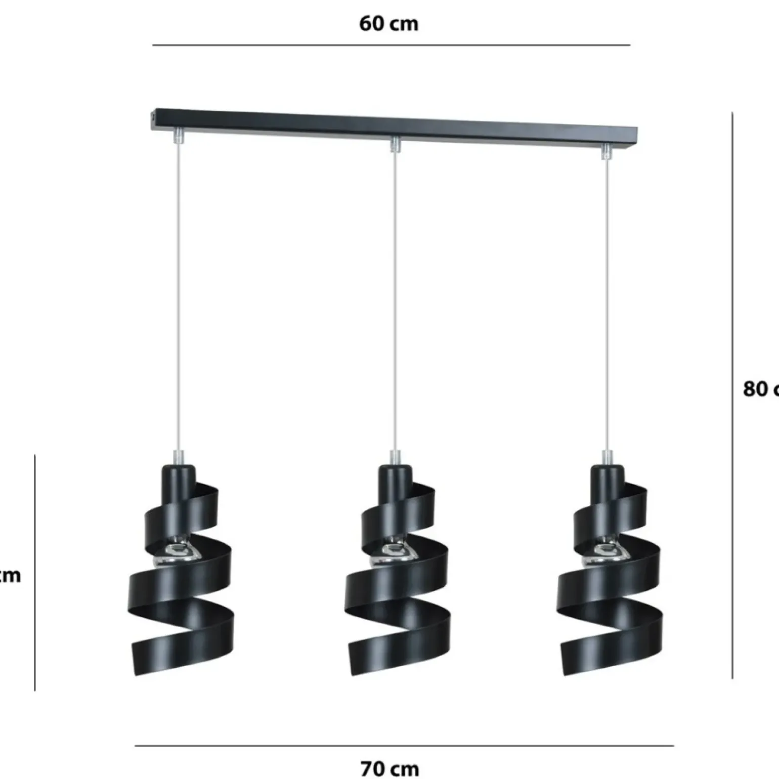 Store Potrójna, czarna lampa wisząca, zawijasy 352/3 SAGA | Kaja Oświetlenie Żyrandole Nowoczesne