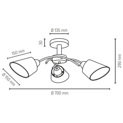 Sklep Kaja Potrójna, drewniana lampa sufitowa do sypialni 8341374 METTE | Kaja