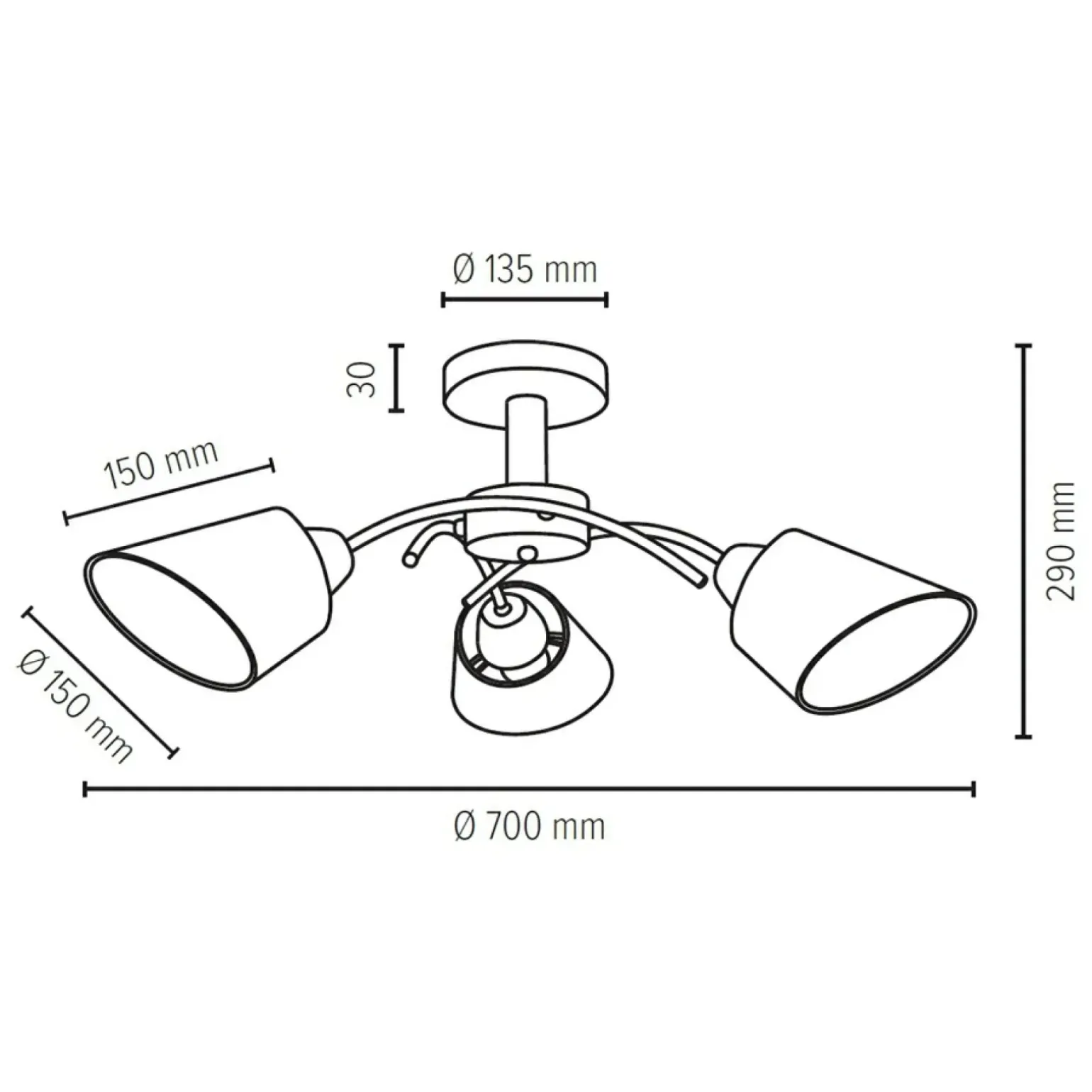 Sklep Kaja Potrójna, drewniana lampa sufitowa do sypialni 8341374 METTE | Kaja