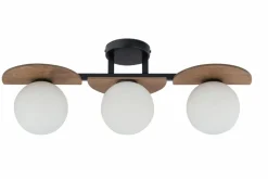 Fashion Potrójna lampa sufitowa z elementami drewna SIG 33302 z serii MIRROR Żyrandole Nowoczesne