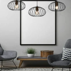 Sale Potrójna lampa wisząca, brązowe elementy MLP7960 z serii MERIDIANO | Kaja Oświet Żyrandole Nowoczesne