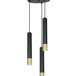 Best Sale Potrójna lampa wisząca, czarno-złote tuby LX 1567 z serii NEST | Kaja Żyrandole Nowoczesne