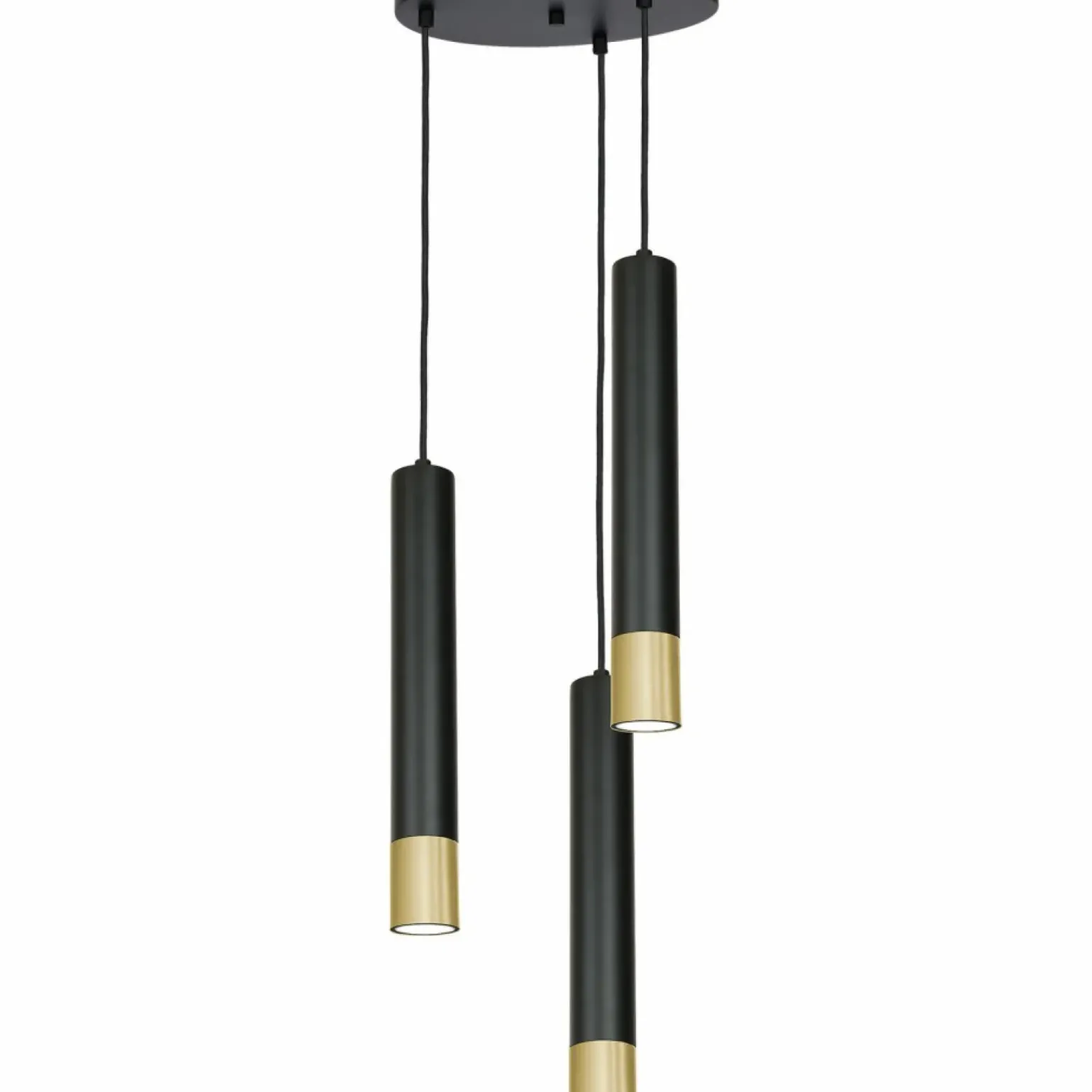 Best Sale Potrójna lampa wisząca, czarno-złote tuby LX 1567 z serii NEST | Kaja Żyrandole Nowoczesne