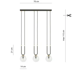 Fashion Potrójna lampa wisząca do oświetlenia stołu 1114/3 GLAM | Kaja Żyrandole Nowoczesne