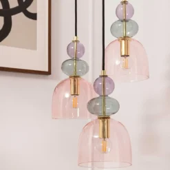 Cheap Potrójna lampa wisząca, kolorowe klosze ABR-3KOLOK-F KOLORENO | Kaja Żyrandole Nowoczesne