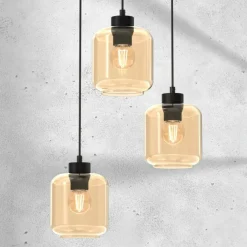 Store Potrójna lampa wisząca, kremowe klosze MLP8372 SOMBRA | Kaja Żyrandole Nowoczesne
