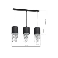 Sklep Kaja Potrójna lampa wisząca, kryształowa MLP64300 z serii ALMERIA | Kaja Oświetlenie