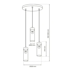 Best Potrójna lampa wisząca, regulacja wysokości MLP8666 z serii ELICA | Kaja Oświetl Żyrandole Nowoczesne