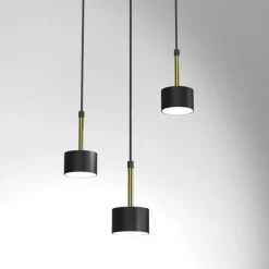 Store Potrójna lampa wisząca w czarno-złotym kolorze MLP7762 z serii ARENA | Kaja Oświ Żyrandole Nowoczesne