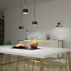 Store Potrójna lampa wisząca w czarno-złotym kolorze MLP7762 z serii ARENA | Kaja Oświ Żyrandole Nowoczesne