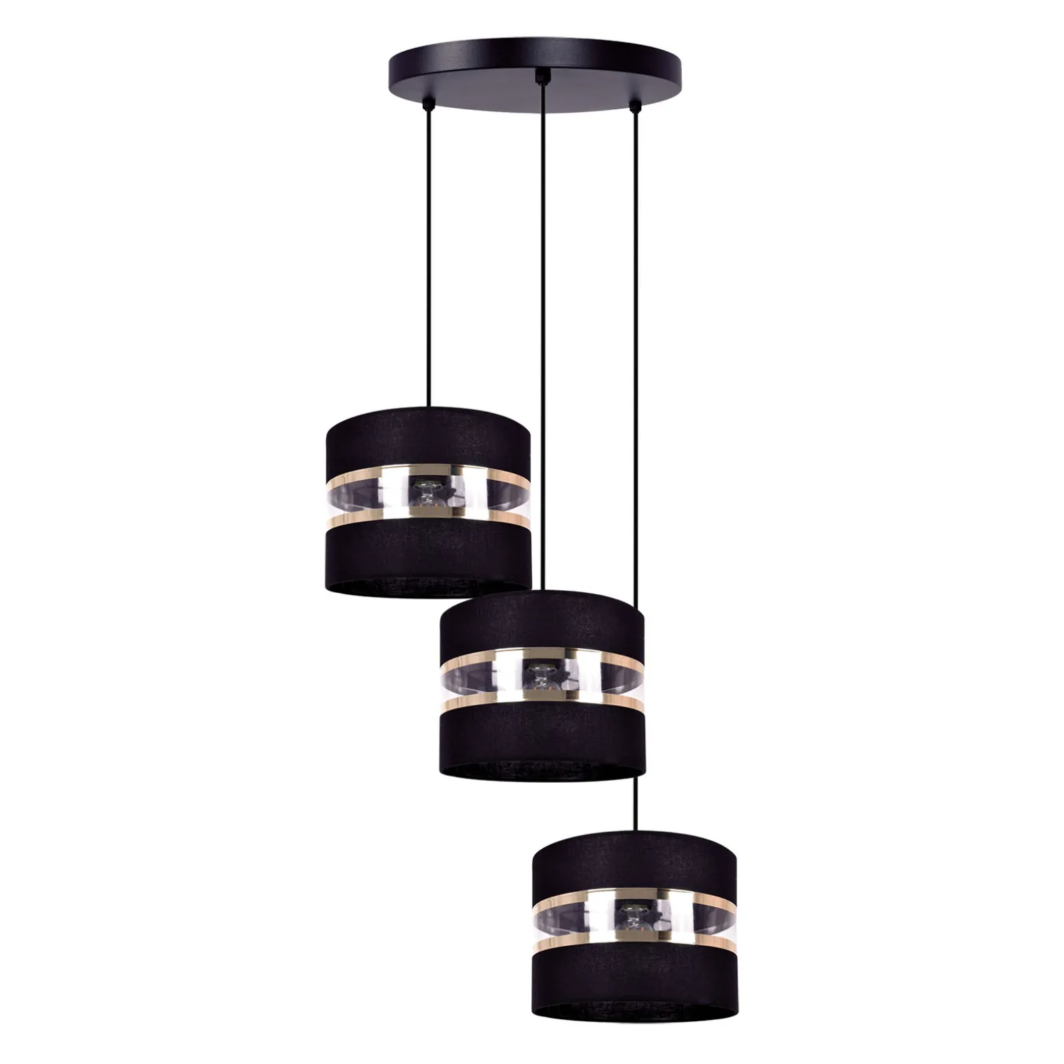 Sklep Kaja Potrójna lampa wisząca, w kolorze czerni i złota K-5202 z serii NICEA