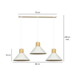 Best Potrójna lampa wisząca z dodatkami drewna 1045/3 ROWEN | Kaja Żyrandole Nowoczesne