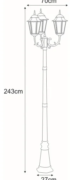 Sklep Kaja Potrójna latarnia ogrodowa K-7006A2/3 CZ/ZŁ LOZANA | Kaja Oświetlenie