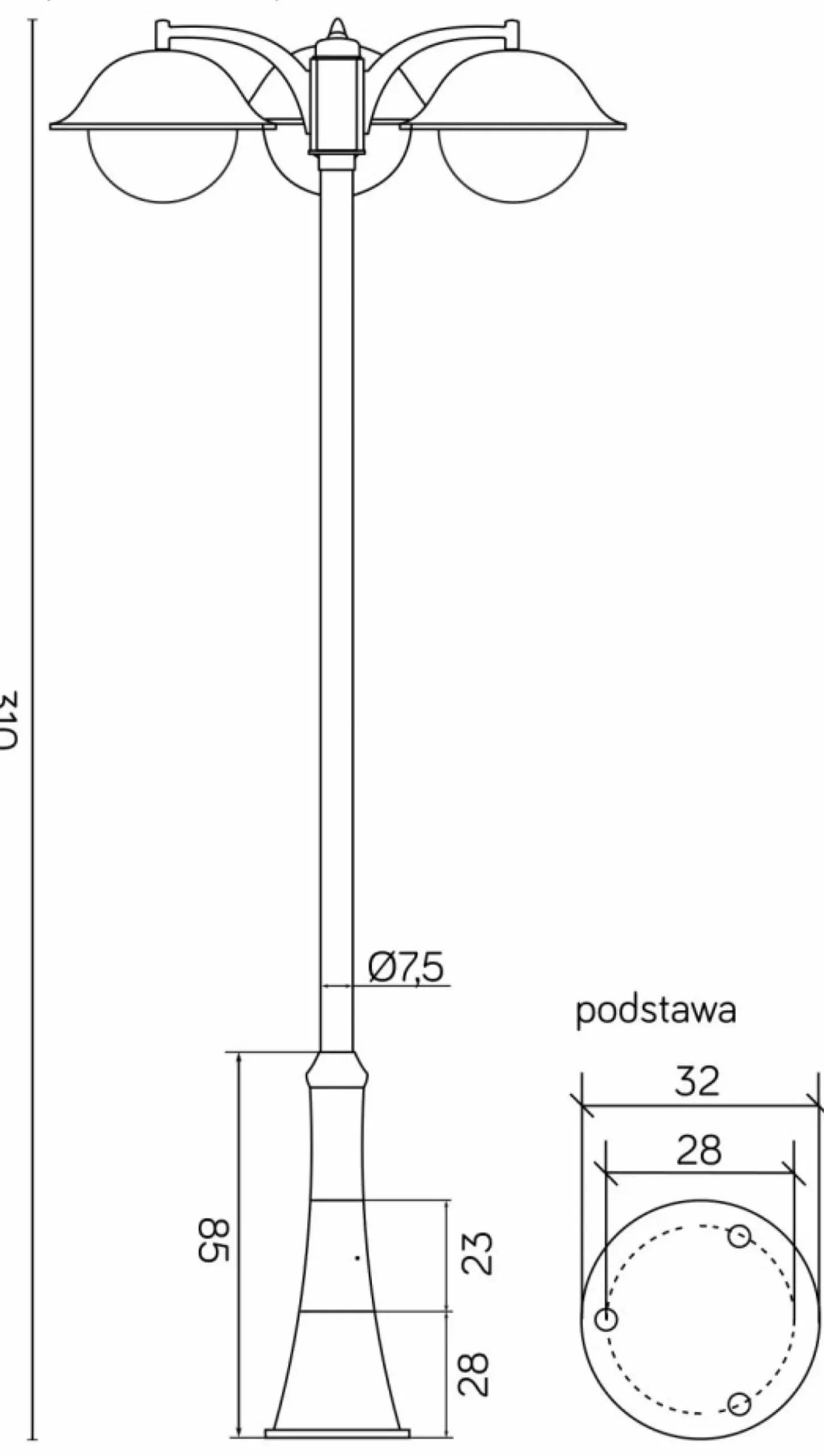 Sklep Kaja Potrójna, wysoka latarnia ogrodowa OGMW 3 O-BD z serii PRINCE MAX | Kaja Oświetl