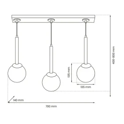 Sale Potrójna, złota lampa wisząca z białymi kloszami MLP4821 z serii PARMA | Kaja Oś Żyrandole Nowoczesne